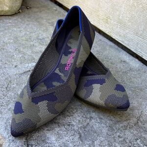 Rothy's Camouflage Flats in Olive and Navy